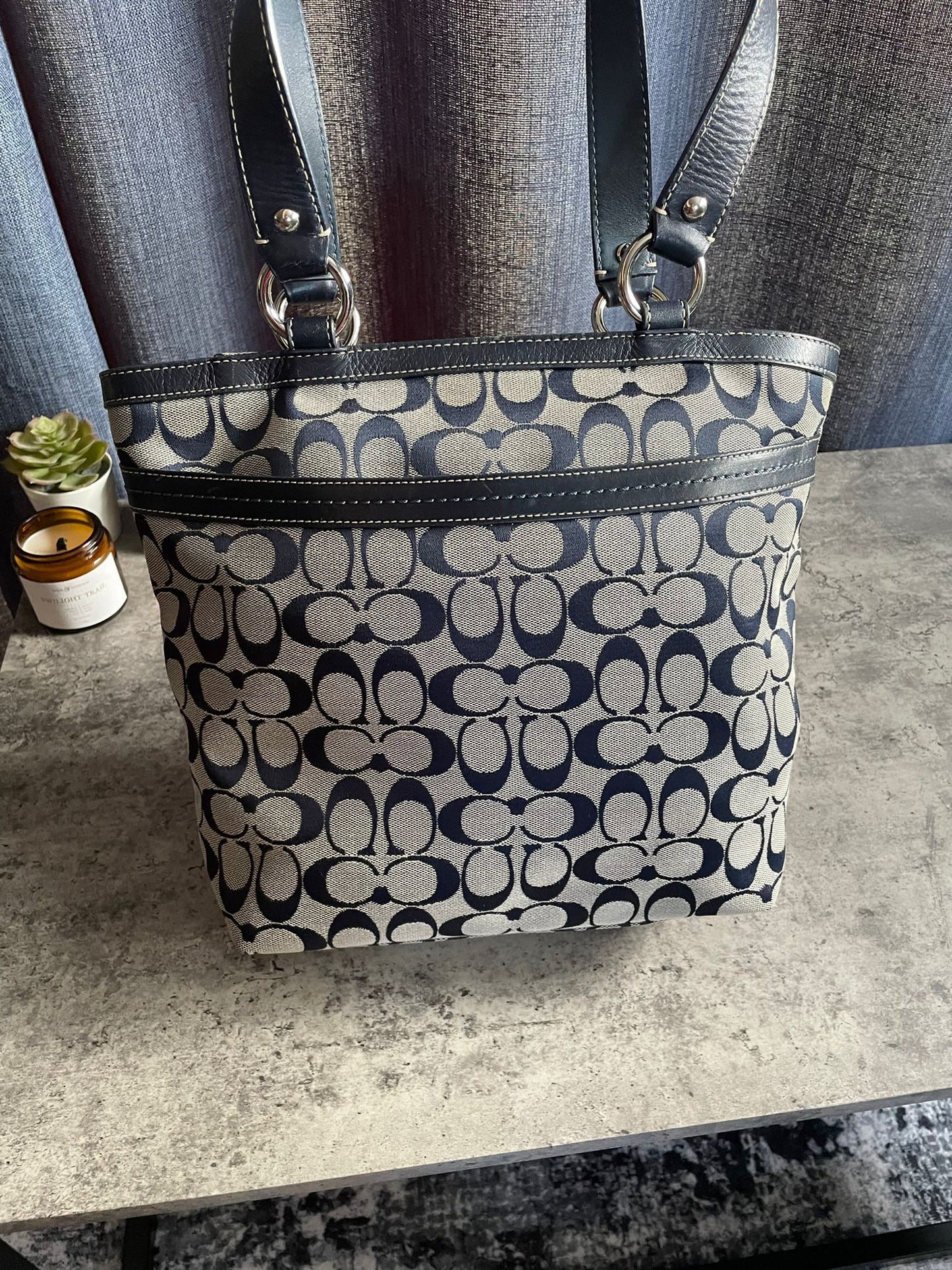 Vintage Coach Navy/Grey Monogram
Handbag/Totebag Y2K Authentic