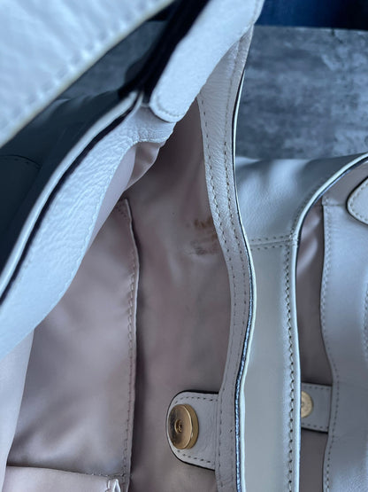 Coach Soho White Leather Gold Handbag/ Shoulderbag Authentic Buckle