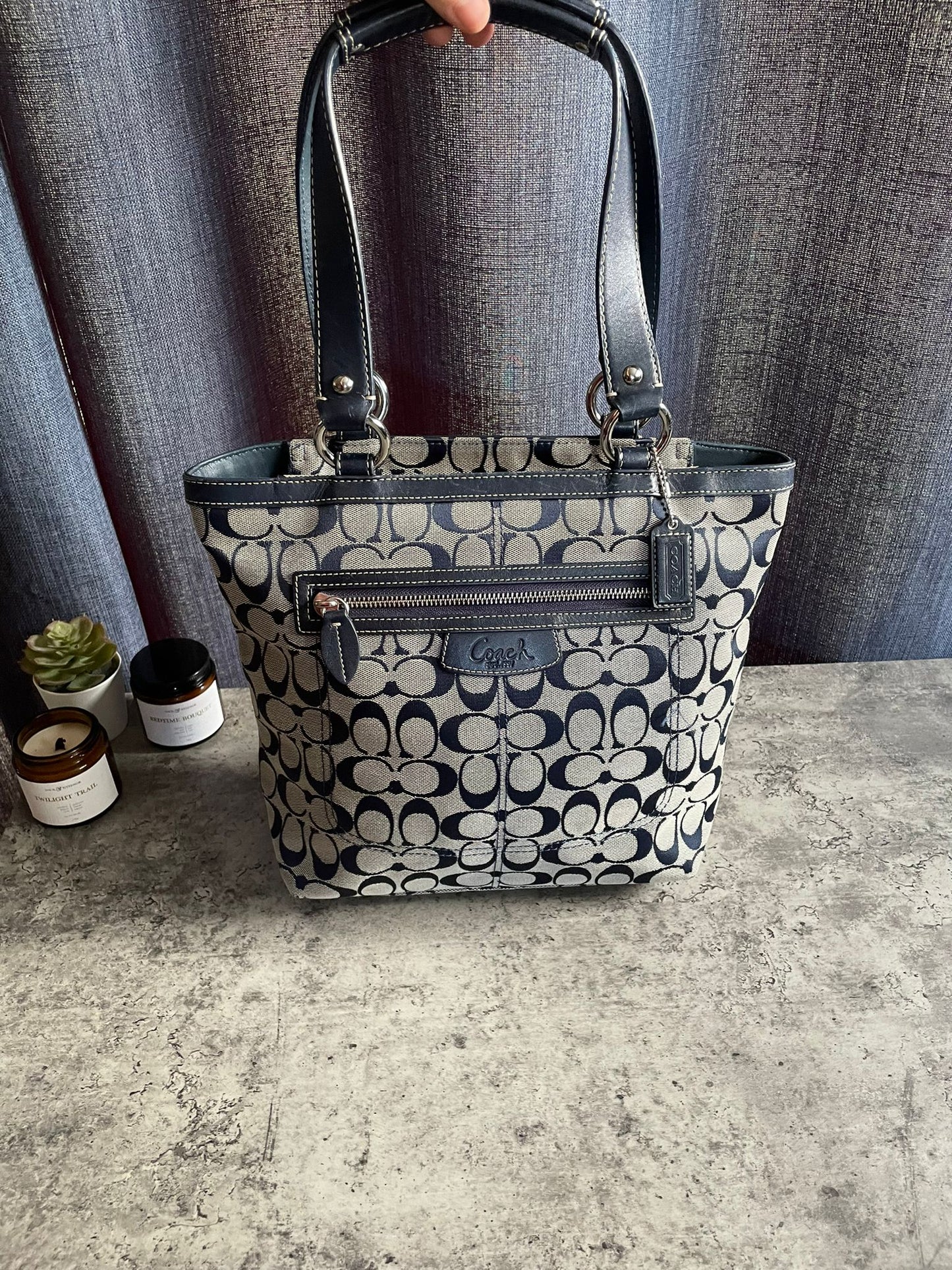 Vintage Coach Navy/Grey Monogram
Handbag/Totebag Y2K Authentic