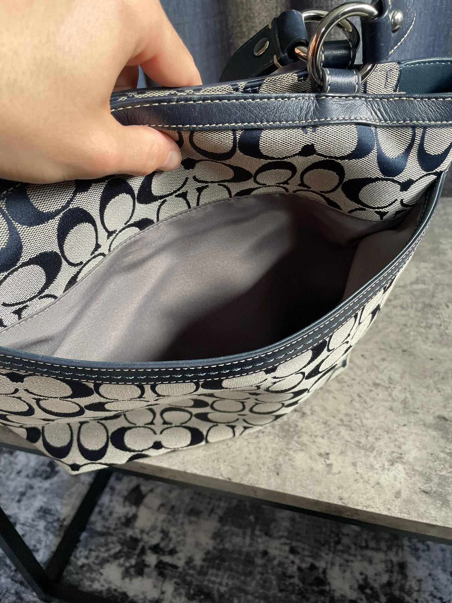 Vintage Coach Navy/Grey Monogram
Handbag/Totebag Y2K Authentic