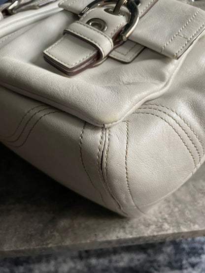 Vintage Coach Handbag White Leather
Soho Y2K Buckle Double pocket Authentic