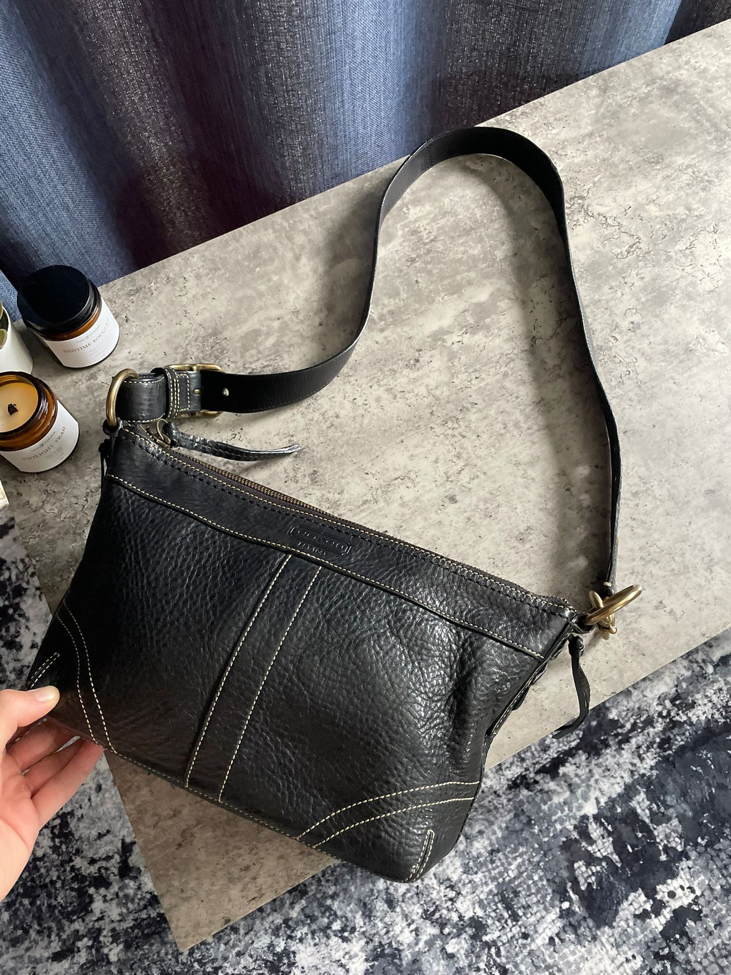 Vintage Coach Leather Crossbody Bag
Black/Gold Authentic with dustbag