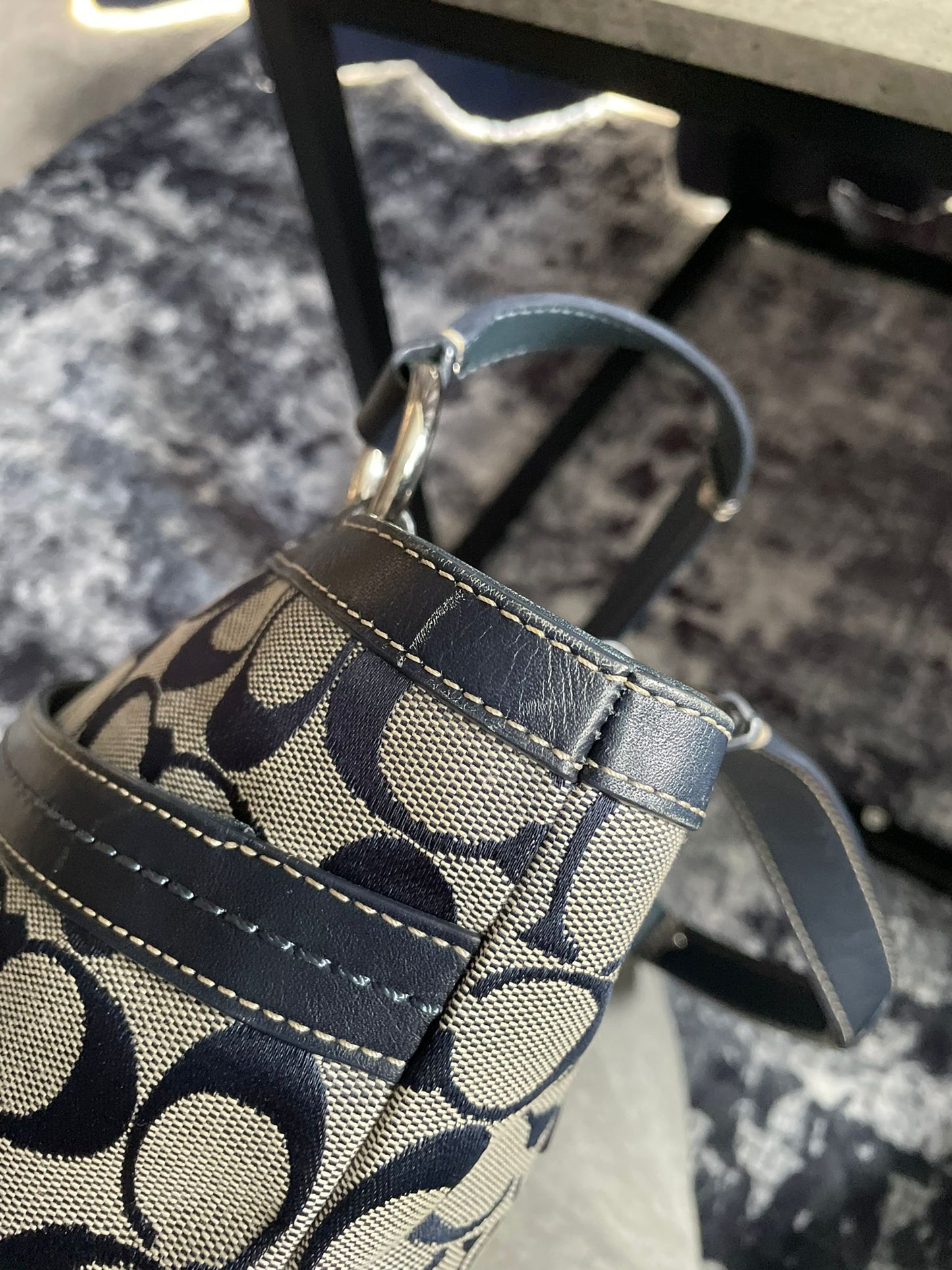 Vintage Coach Navy/Grey Monogram
Handbag/Totebag Y2K Authentic