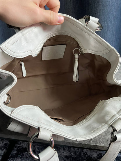 Vintage Coach Handbag White Leather
Soho Y2K Buckle Double pocket Authentic